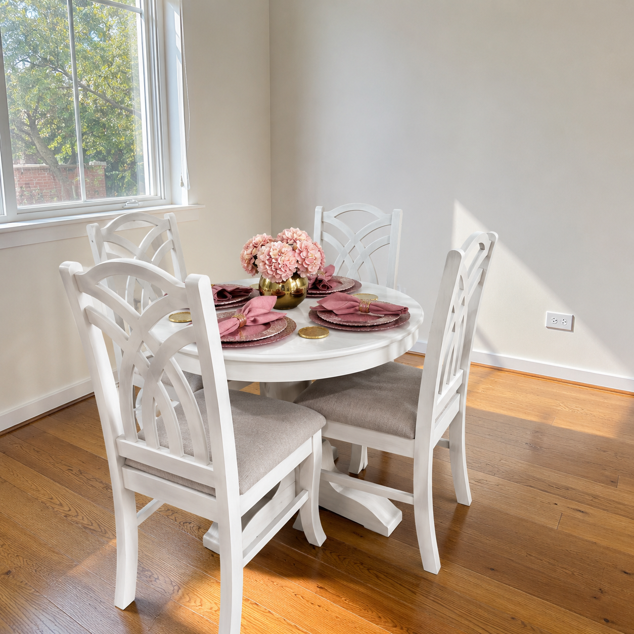 Comedor Redondo Elegante de 4 Sillas