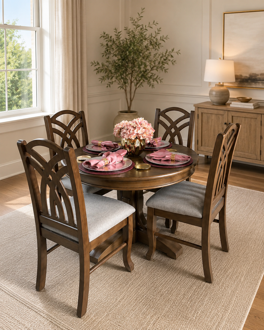 Comedor Redondo Elegante de 4 Sillas